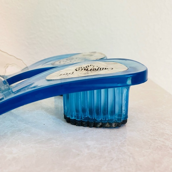 Vintage 90s Y2K Flower Blue Plastic Sandals RARE - Picture 6 of 10